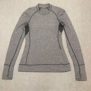 Lululemon Think Fast Tonga Stripe Heathered Slate Grey White Long Sleeve Size 4